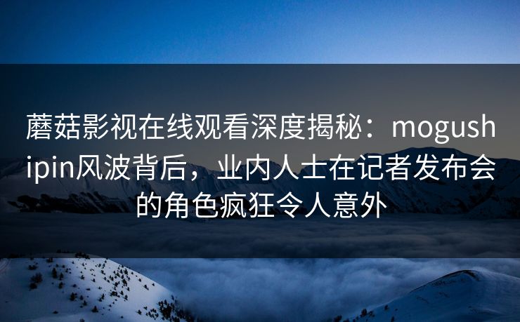蘑菇影视在线观看深度揭秘：mogushipin风波背后，业内人士在记者发布会的角色疯狂令人意外
